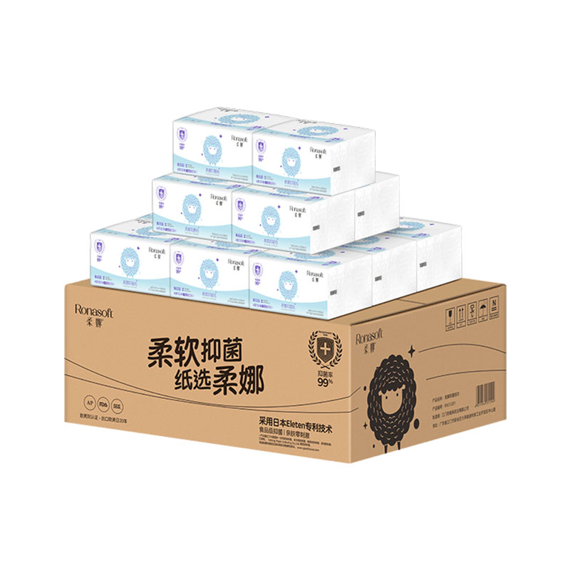 Bacteriostatic Virgin Wood Pulp Soft-Packed Facial Tissue