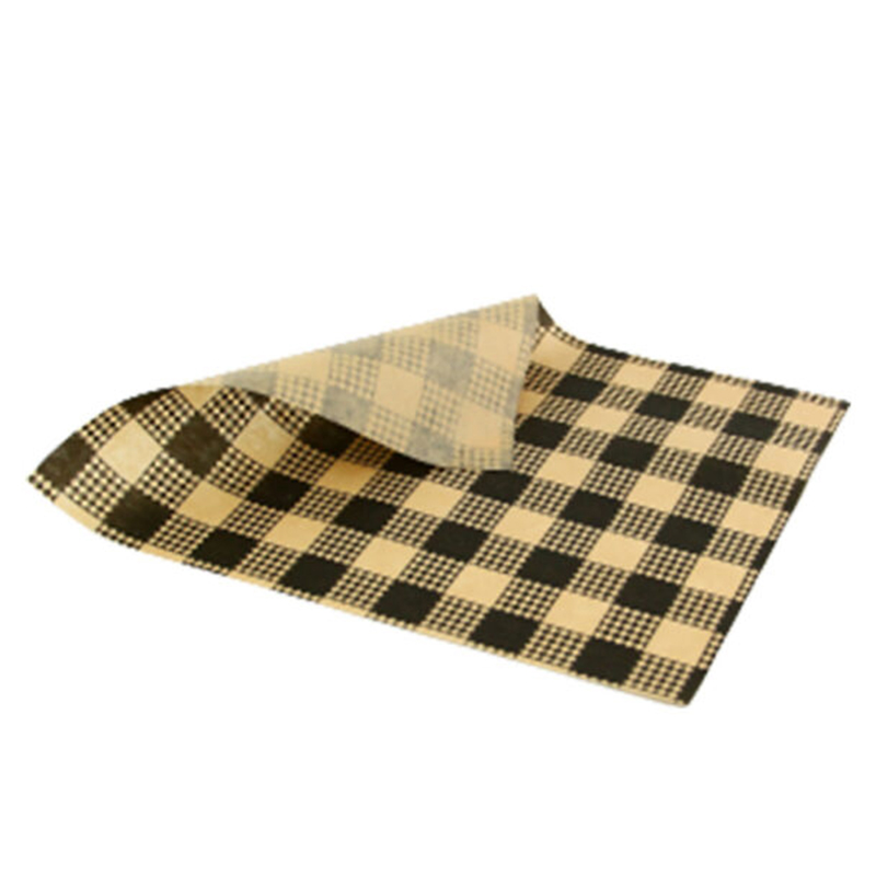 SP 150 X 190MM GREASEPROOF PAPER BROWN BLACK CHECKED