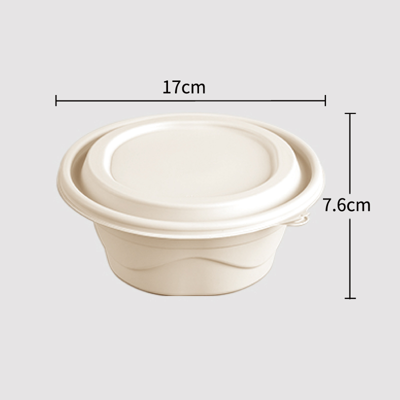 Corn Starch Based Material Disposable 800ml round container 17CM*7.6CM