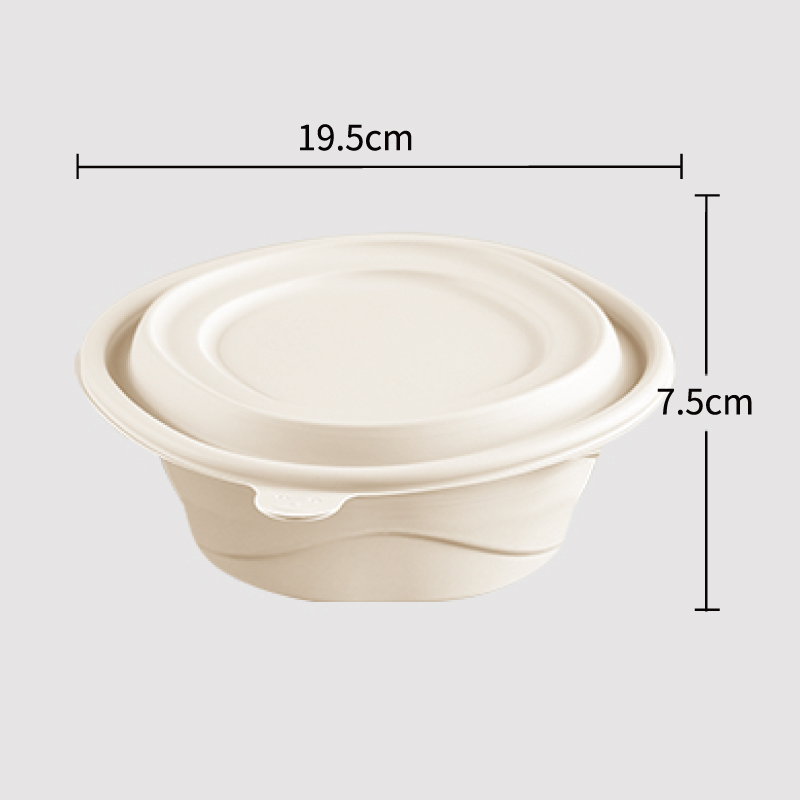 Corn Starch Based Material Disposable 1050ml round disposable containers with lids for food 19.5CM*7.5CM