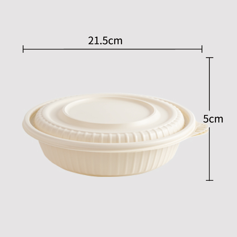 Corn Starch Based Material Disposable 1050ml round disposable food container box 21.5CM*5CM