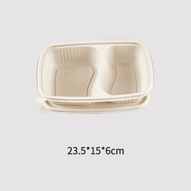 Corn Starch Based Material Disposable 2 compartment box 23.5*15*6CM