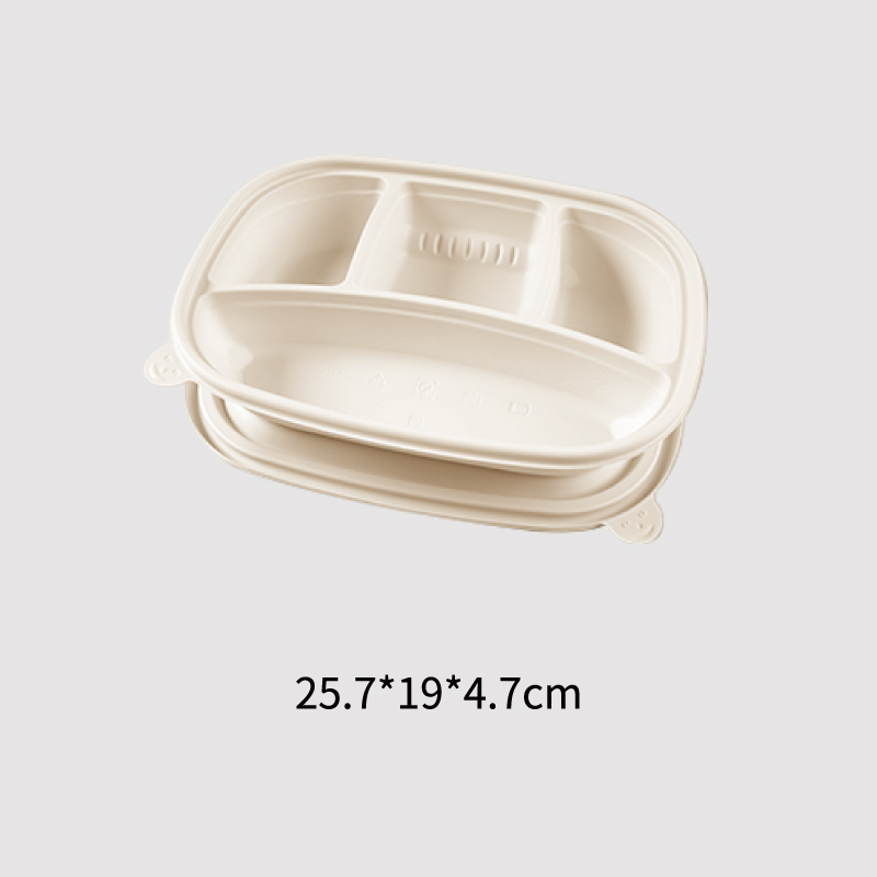 Corn Starch Based Material Disposable 4 compartment box 25*19*4.7CM