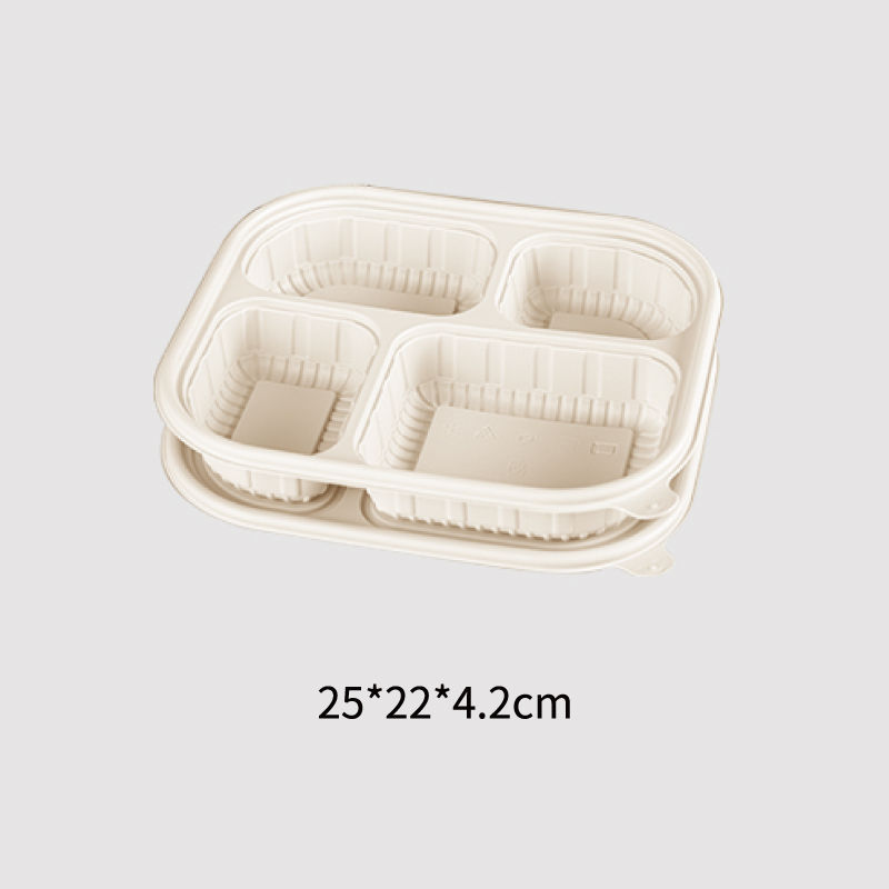 Corn Starch Based Material Disposable 4 compartment box 25*22*4.2CM