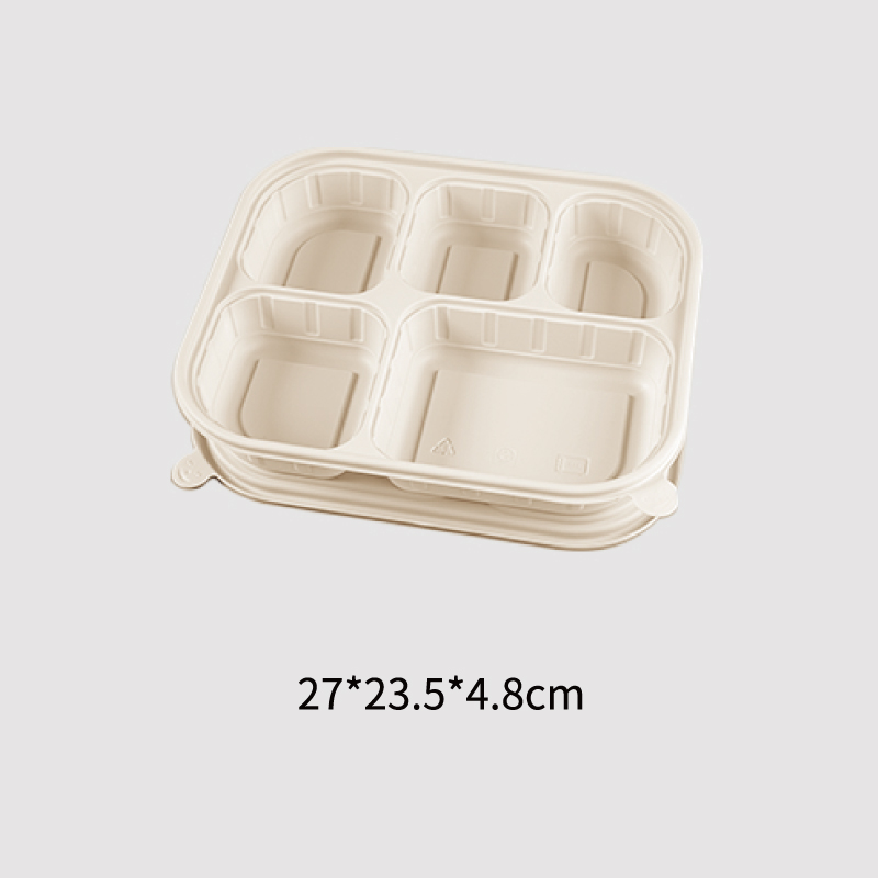 Corn Starch Based Material Disposable 5 compartment box 27*23.5*4.8CM