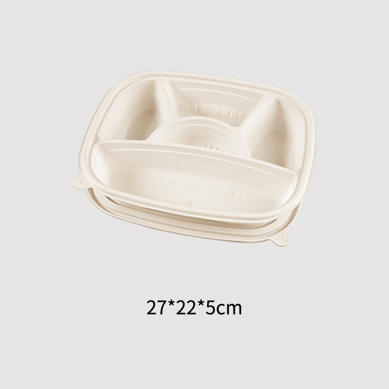 Corn Starch Based Material Disposable 5 compartment box 27*22*5CM