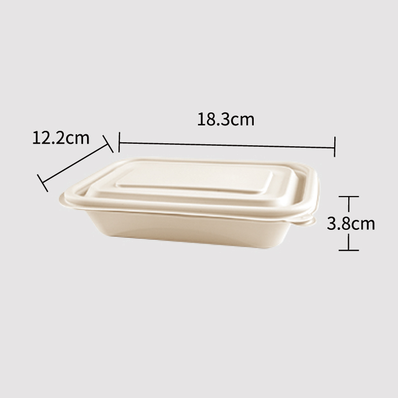 Corn Starch Based Material Disposable 380ml food lunch box 12.2CM*18.3CM*3.8CM